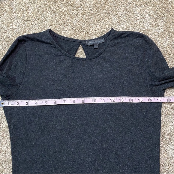 Moss Copenhagen Gray Open Back Long Sleeve Tee Top Noomi Wool - Picture 5 of 6